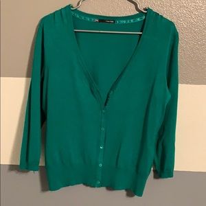 Women’s 3/4 length green cardigan